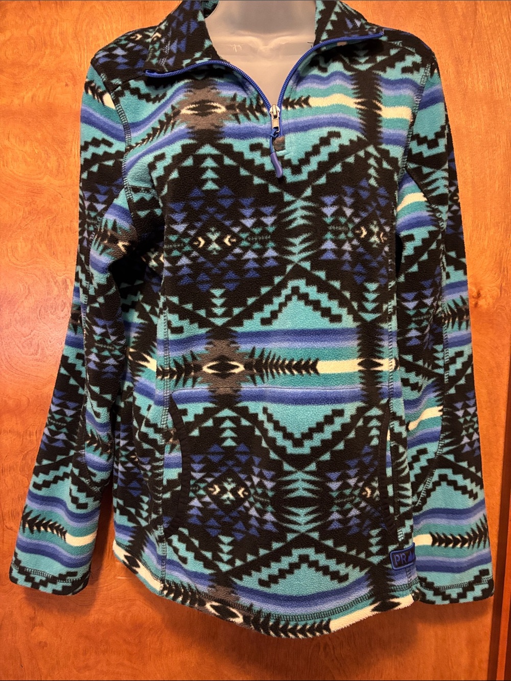 Blue Aztec Quarter-Zip Fleece Pullover